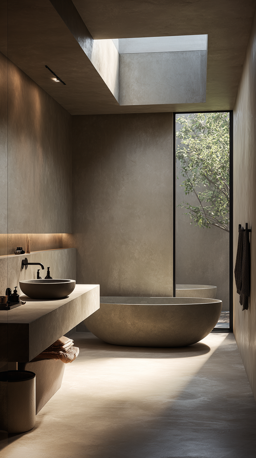 Fugenloses Bad mit Béton Ciré – minimalistisches Design